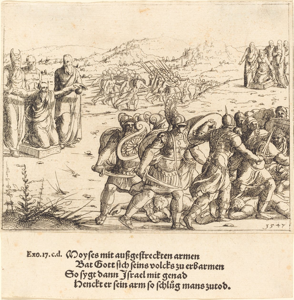 Moses med utsträckta armar av Augustin Hirschvogel