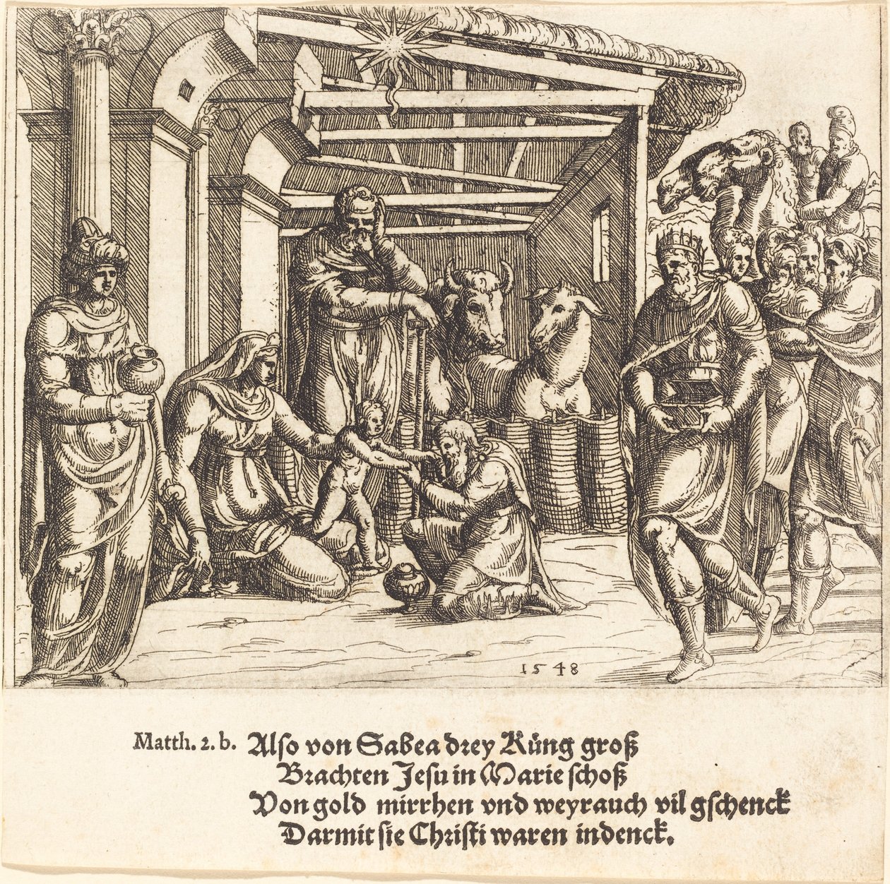 Tillbedjan av Magi av Augustin Hirschvogel