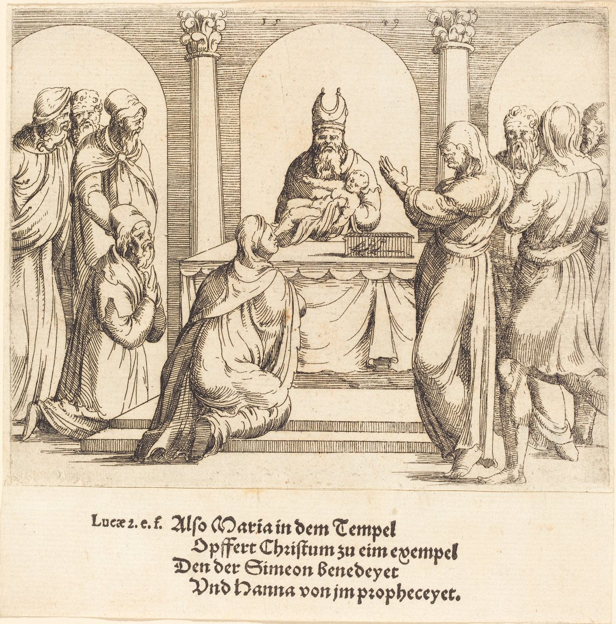 Presentationen i templet av Augustin Hirschvogel