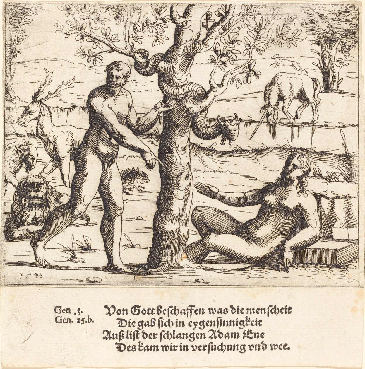 Evas frestelse, 1548. av Augustin Hirschvogel