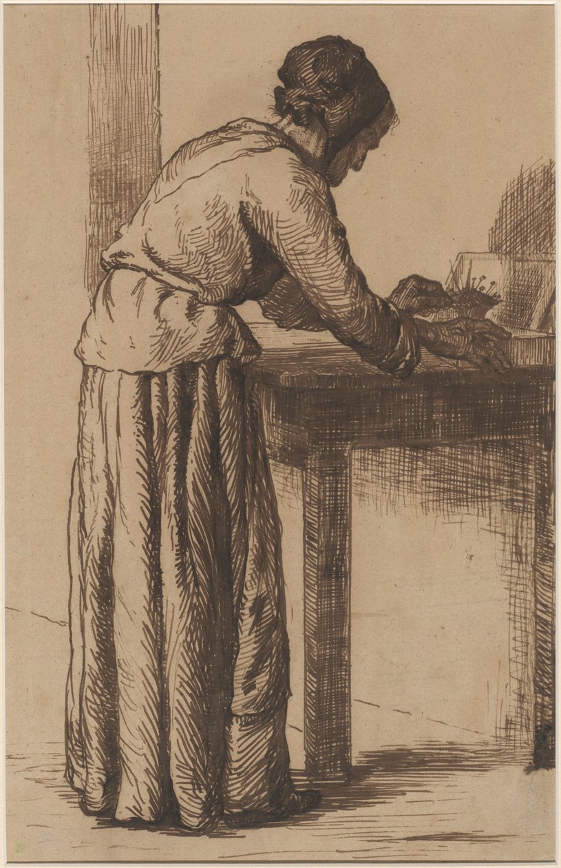 Gammal kvinna som arbetar av Augustin Théodule Ribot