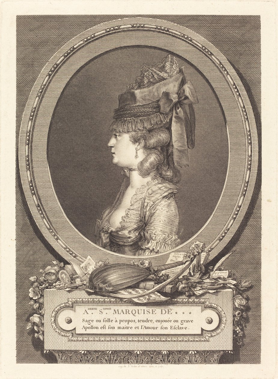 Adrienne Sophie Marquise från *** av Augustin de Saint Aubin