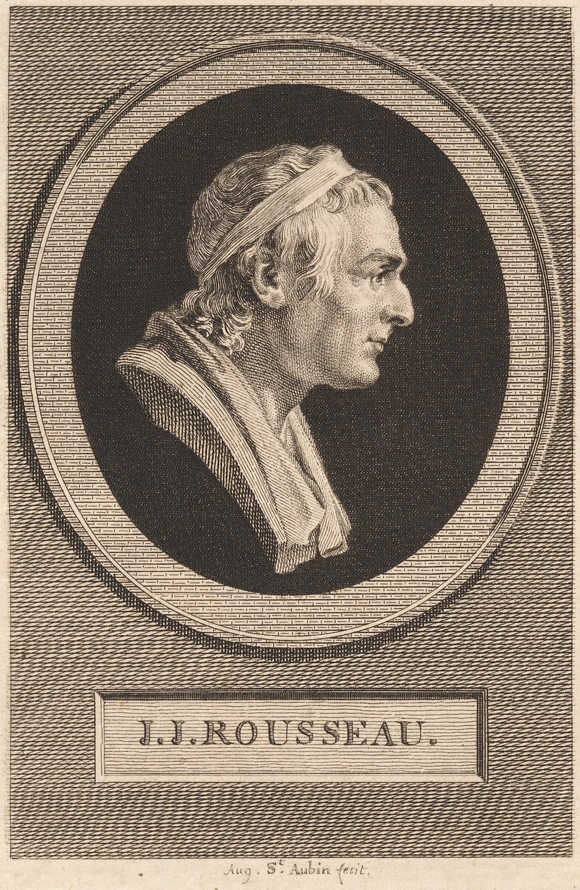 Jean-Jacques Rousseau av Augustin de Saint Aubin after Jean Antoine Houdon
