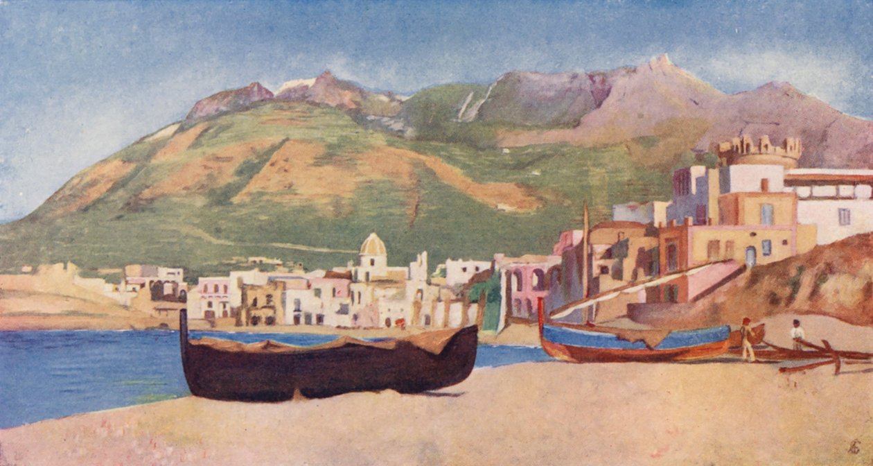 Forio Ischia (färglitografi) av Augustine Fitzgerald