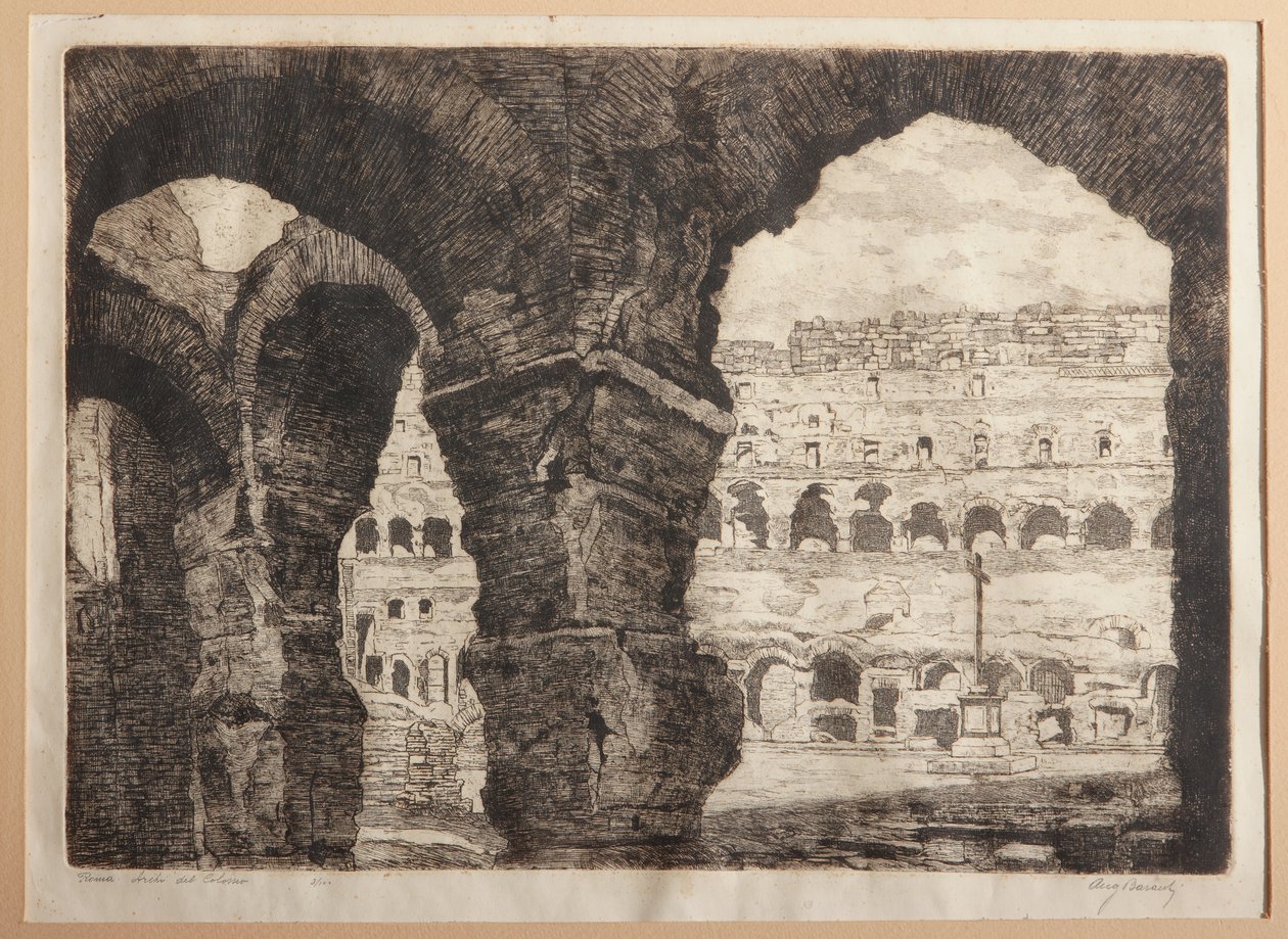 Rom, Colosseumbågen (etsning på papper) av Augusto Baracchi