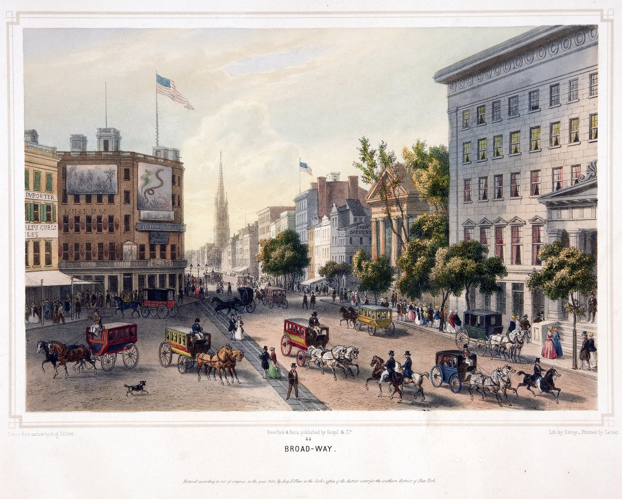 Broad-Way, pub. 1850 (lito i färg) av Augustus (after) Kollner