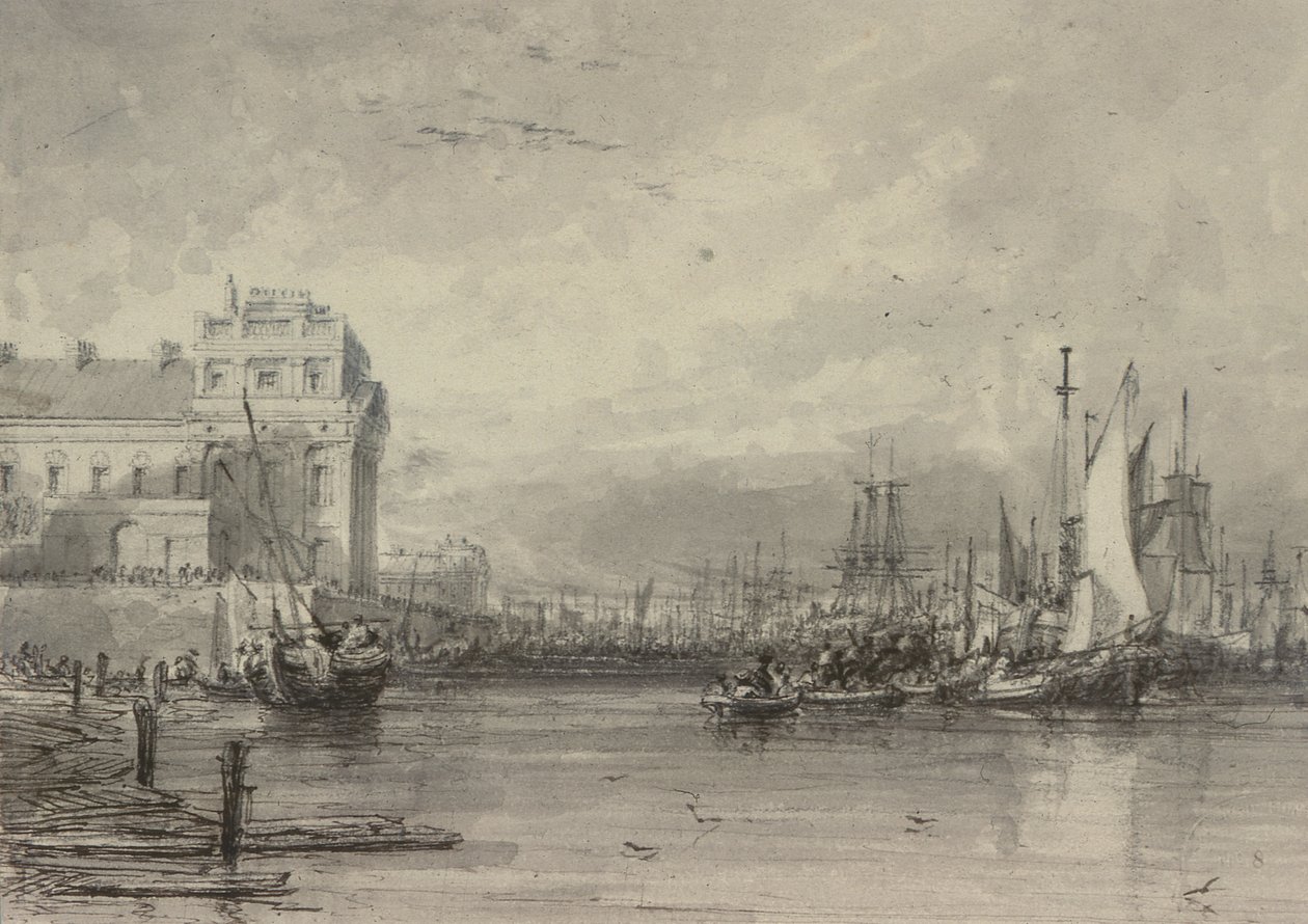 Greenwich Hospital (ritning) av Augustus Wall Callcott