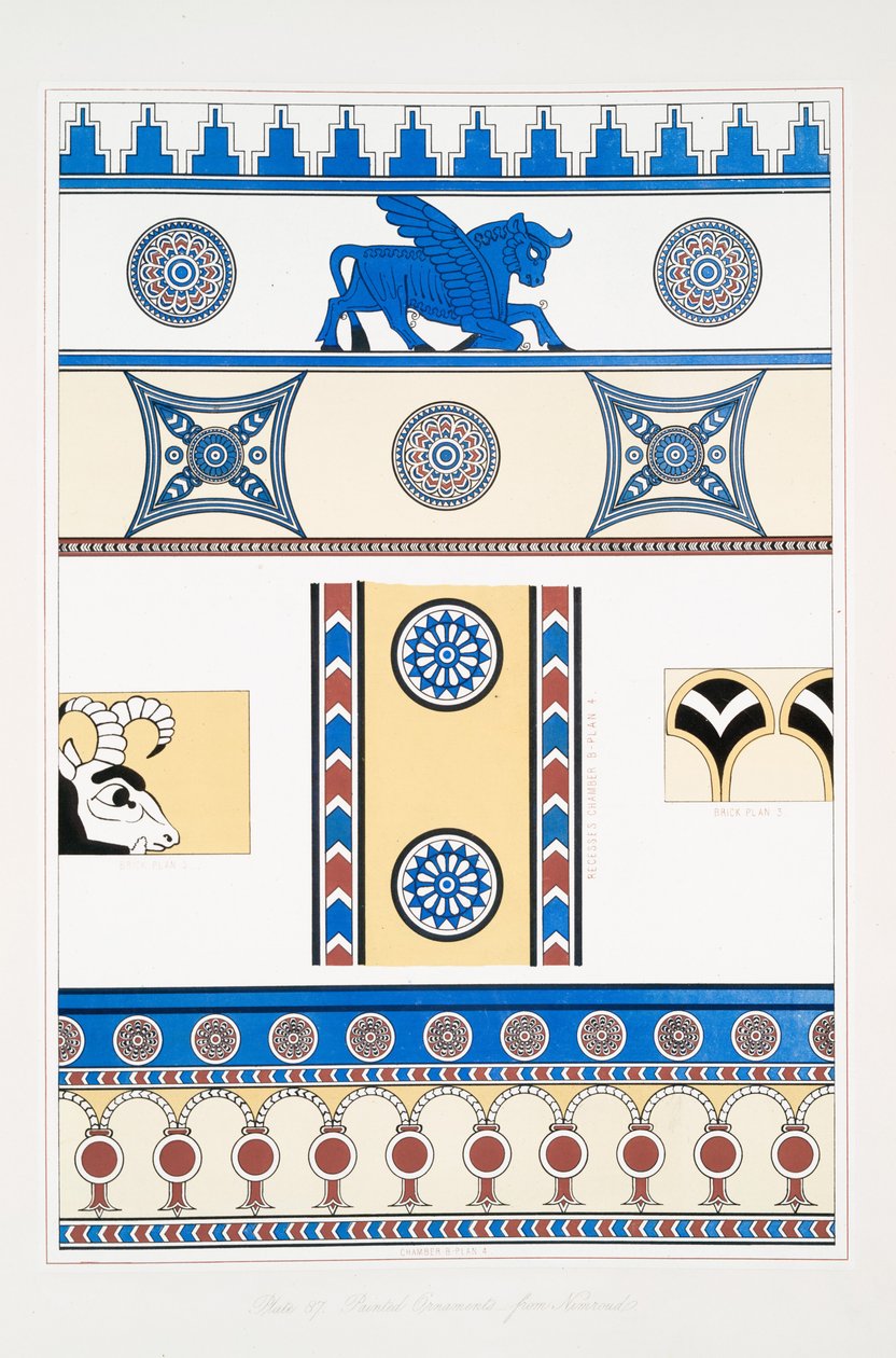 Målade ornament från Nimroud [Calah] av Austen Henry Layard