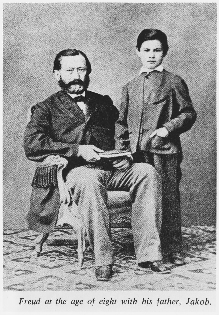 Sigmund Freud (1856-1939) vid åtta års ålder med sin far Jakob, från Pictorial History of Psychology and Psychiatry av A. Roback och Th. Kierman, New York, Philosophical Library, 1969 av Austrian Photographer