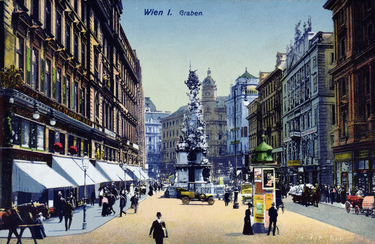 Vykort föreställande Graben i Wien, c.1910 av Austrian School