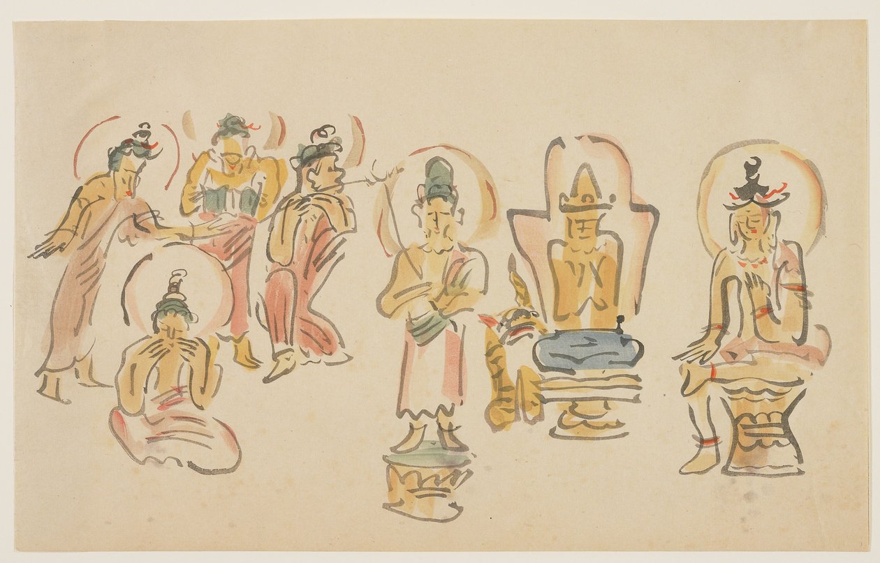 (Asakusa Kannon tempelkarikatyrer A), ca. 1900 av Awashima Kangestu