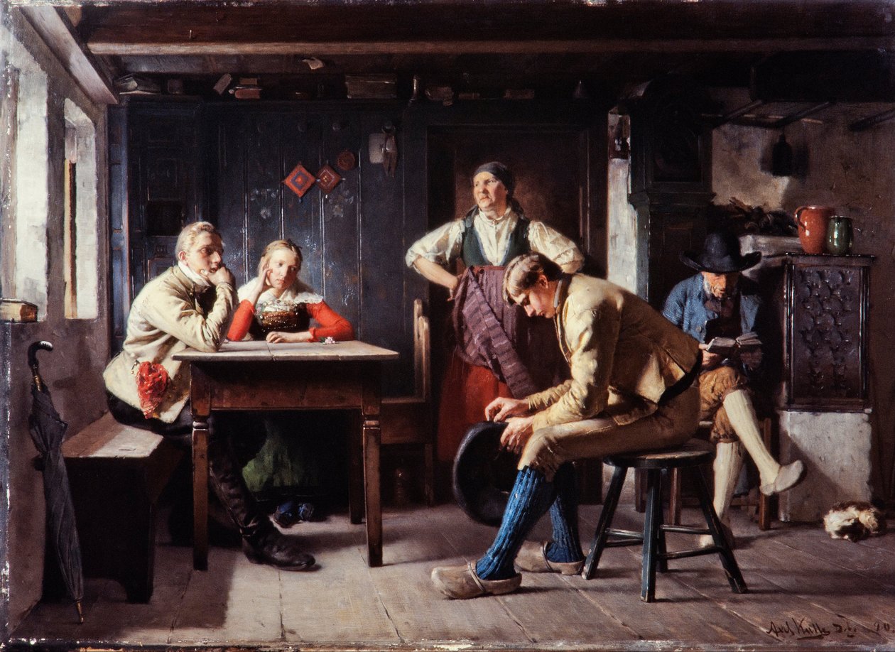 Proposal (The Rivals), c.1880 (olja på duk) av Axel Kulle