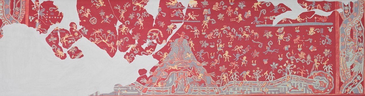 Regengudens himmel, fresco av Tlalocan (väggmålning) av Aztec