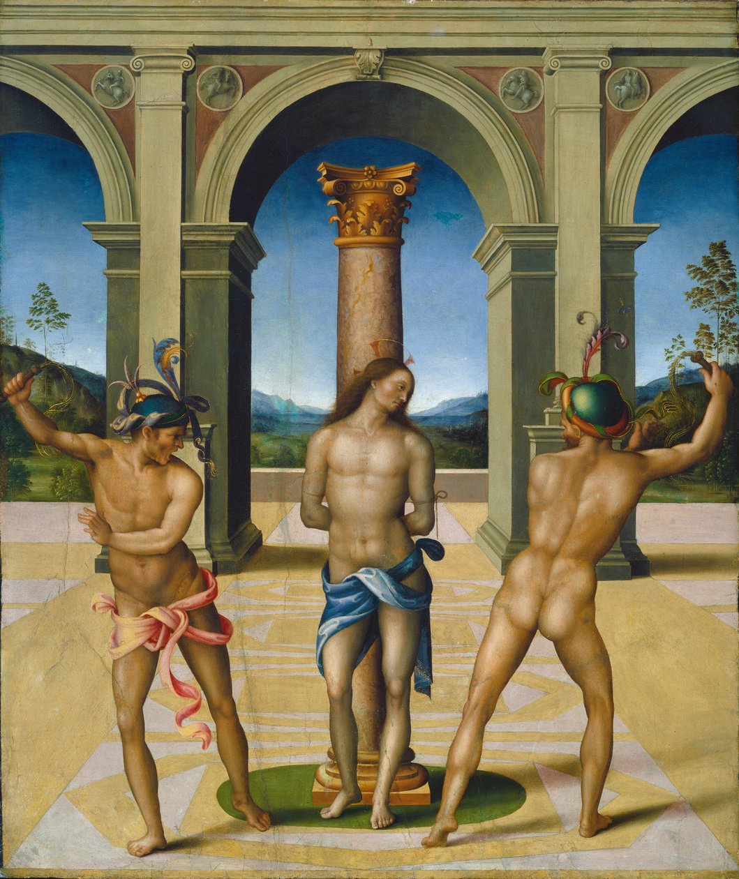 The flagellation of Christ, ca. 15121515. av Bacchiacca