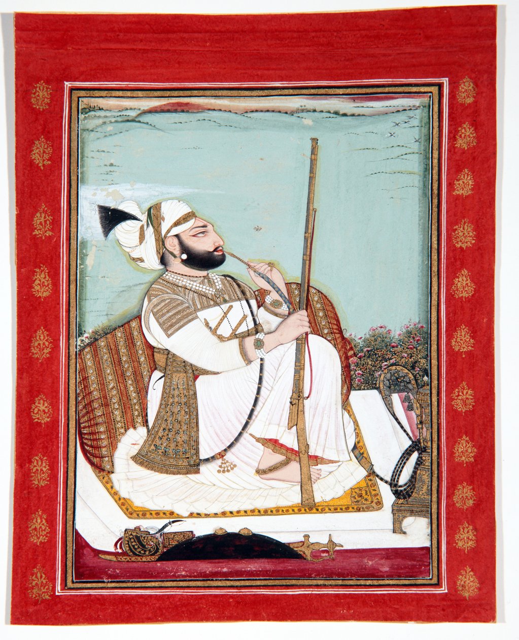 Rawat Gokul Das, 1807 (ogenomskinlig toalett och guld på papper) av Bagta