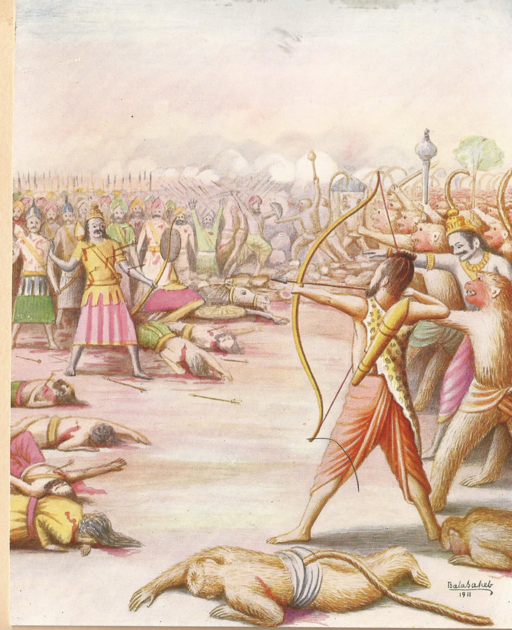 Dödande av Indrajit -målning av Balasaheb Pandit Pant Pratinidhi