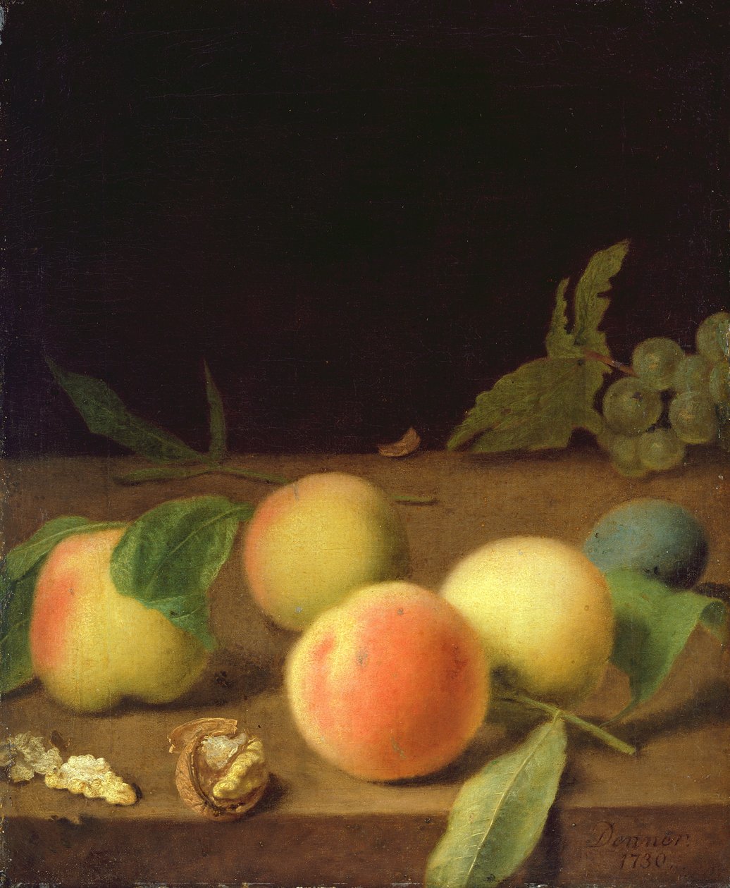 Fruktstilleben, 1730 av Balthasar Denner