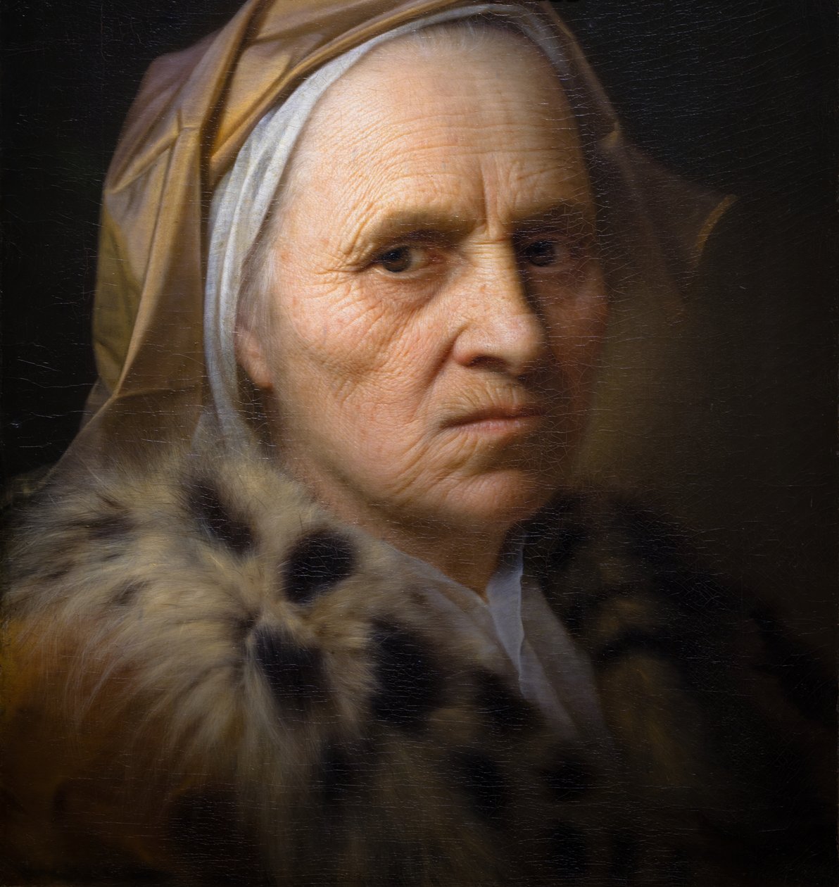 Gammal kvinna (detalj) av Balthasar Denner