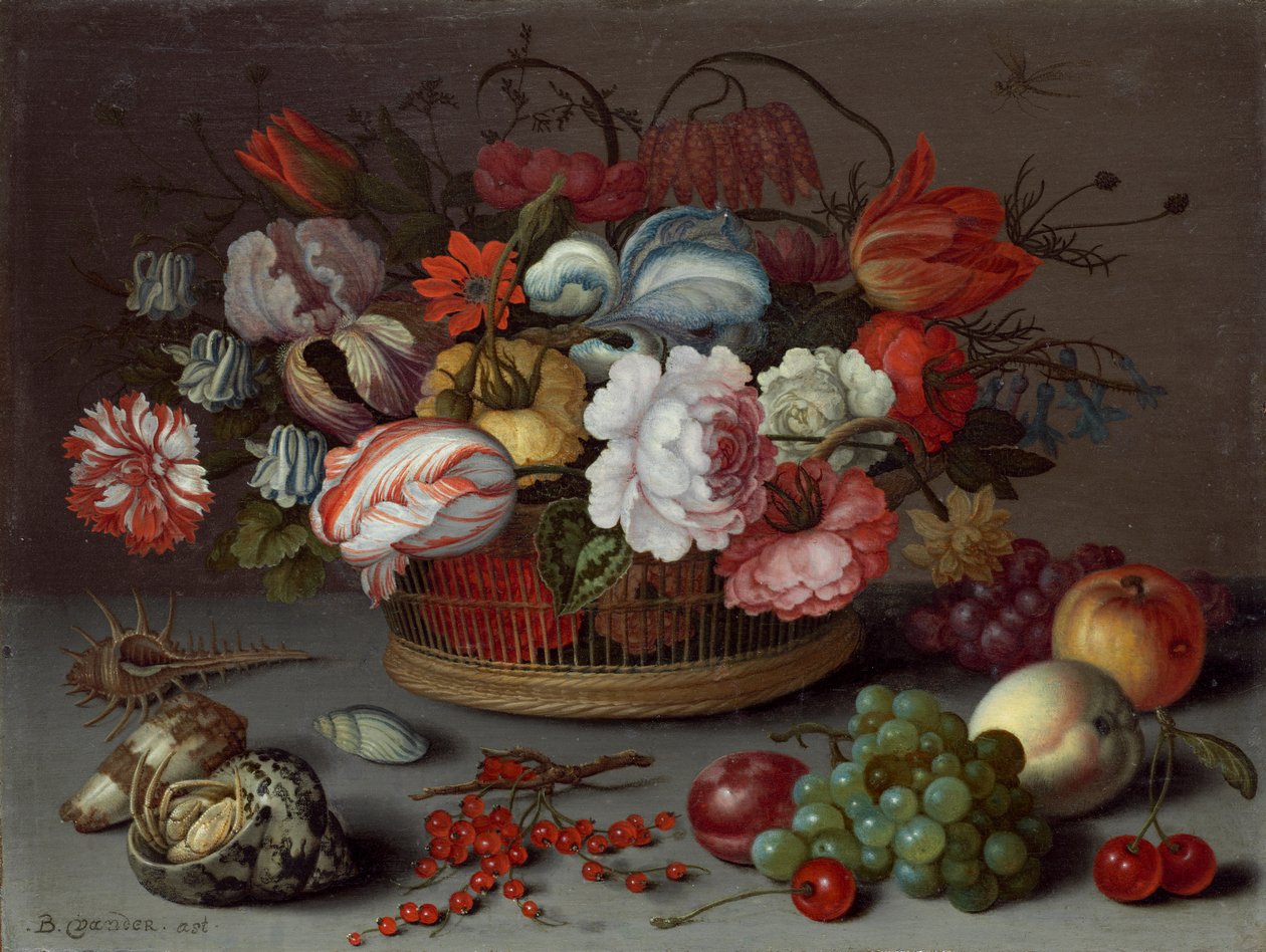 Korg med blommor, c.1622 av Balthasar van der Ast