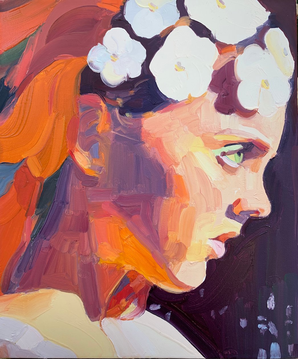 Fire, 2018 (olja på duk) av Barbara Hoogeweegen
