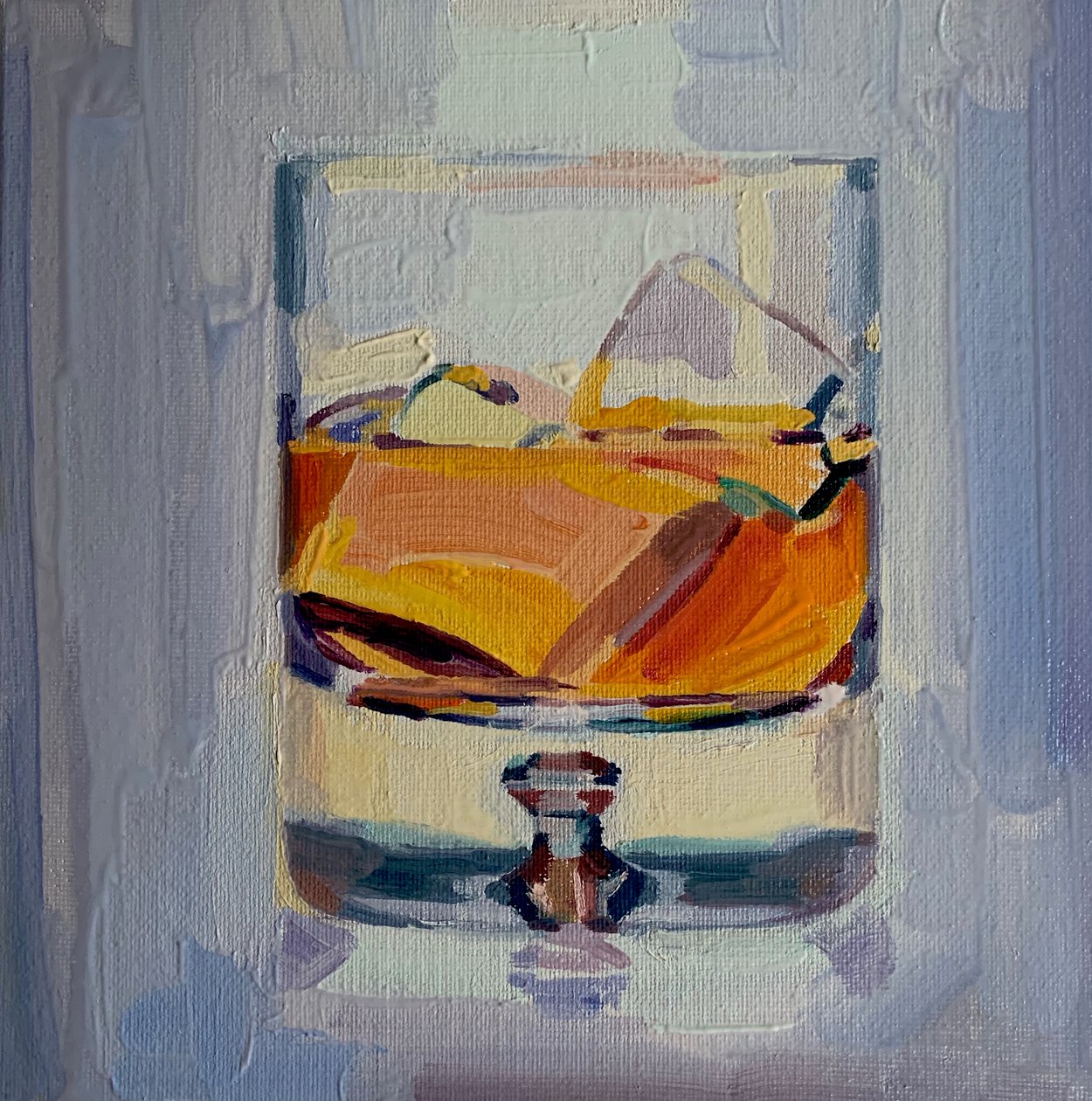 Han gillar en whiskydrink, 2019 av Barbara Hoogeweegen
