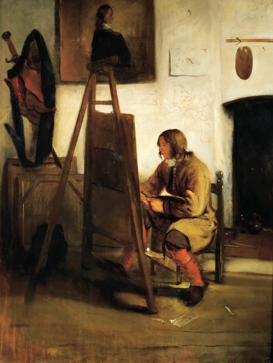 Lnl,Jonge schilder in een atelier av Barent Fabritius