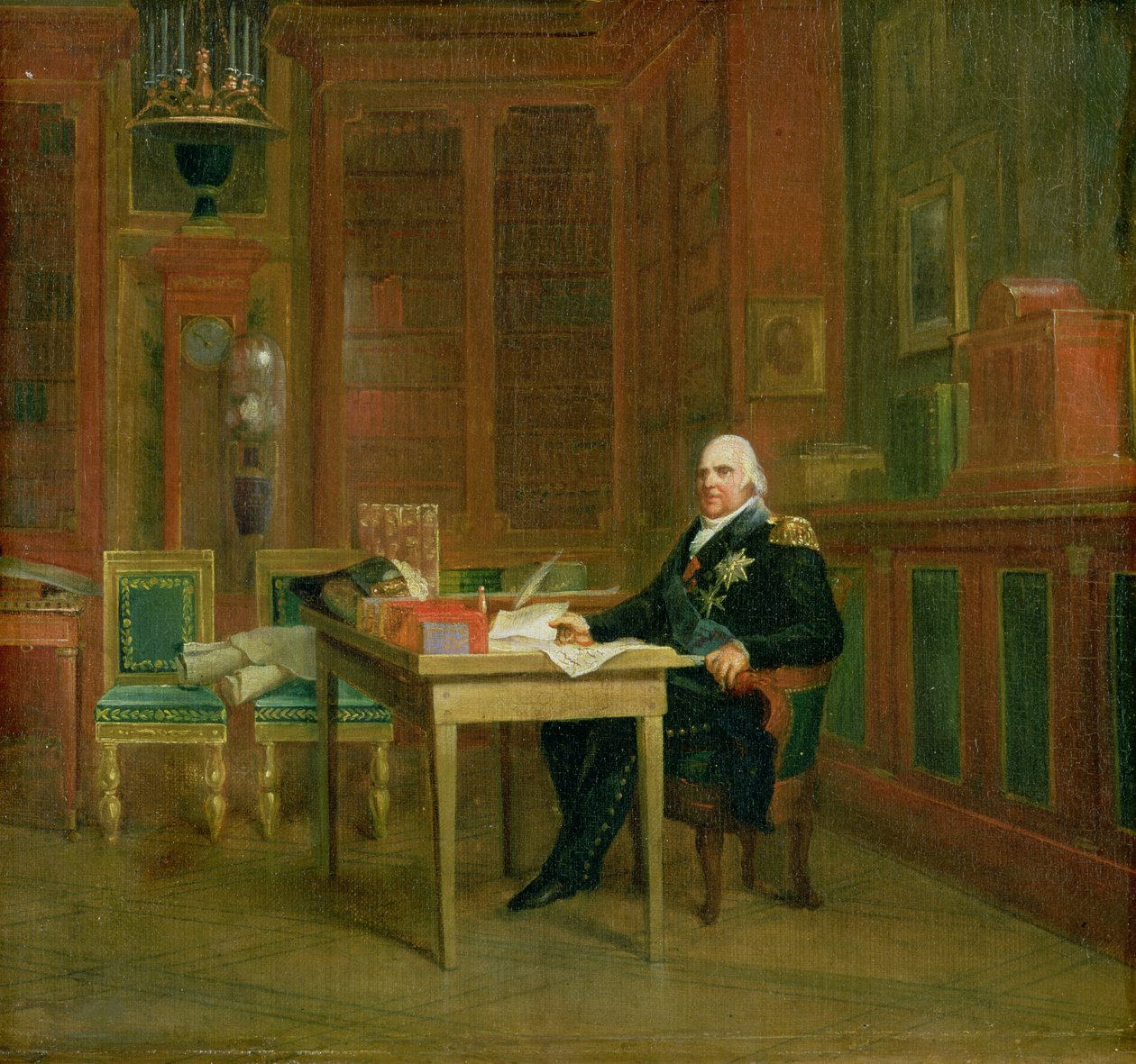 Ludvig XVIII (1755-1824) i sin studie vid Tuilerierna av Baron François Pascal Simon Gérard