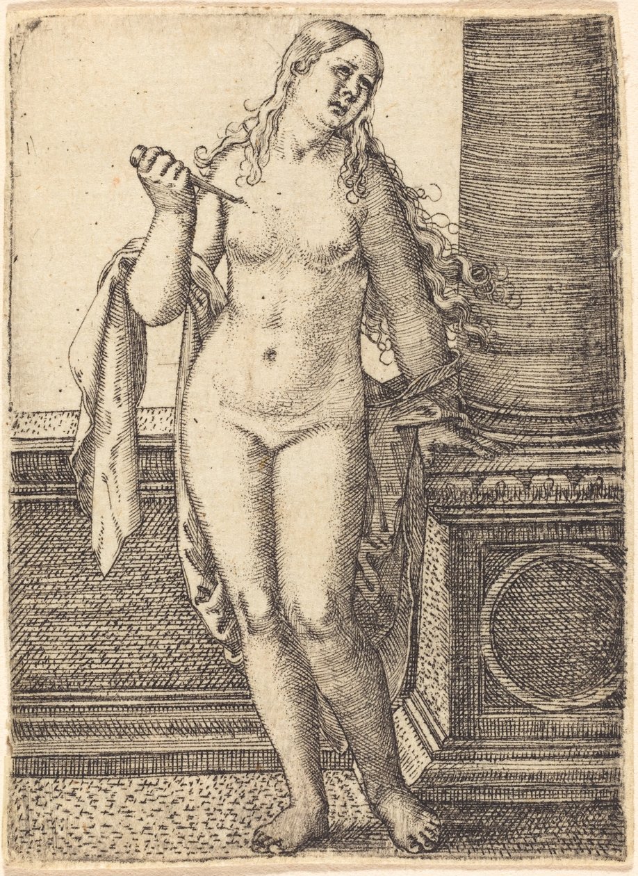 Lucretia står vid en kolumn av Barthel Beham