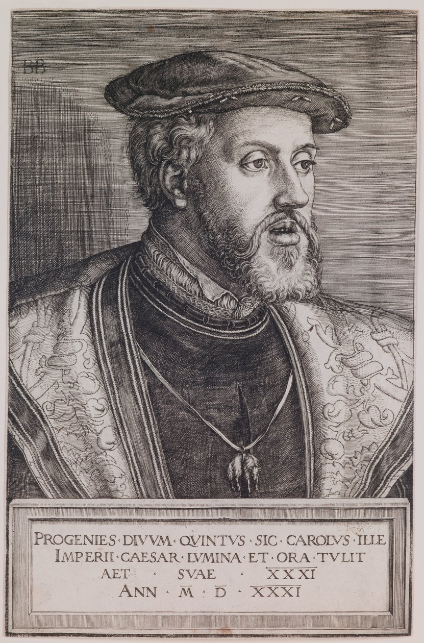 Porträtt av Charles Quint av Barthel Beham
