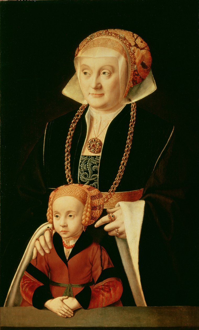Porträtt av en kvinna med hennes dotter av Bartholomaeus Bruyn