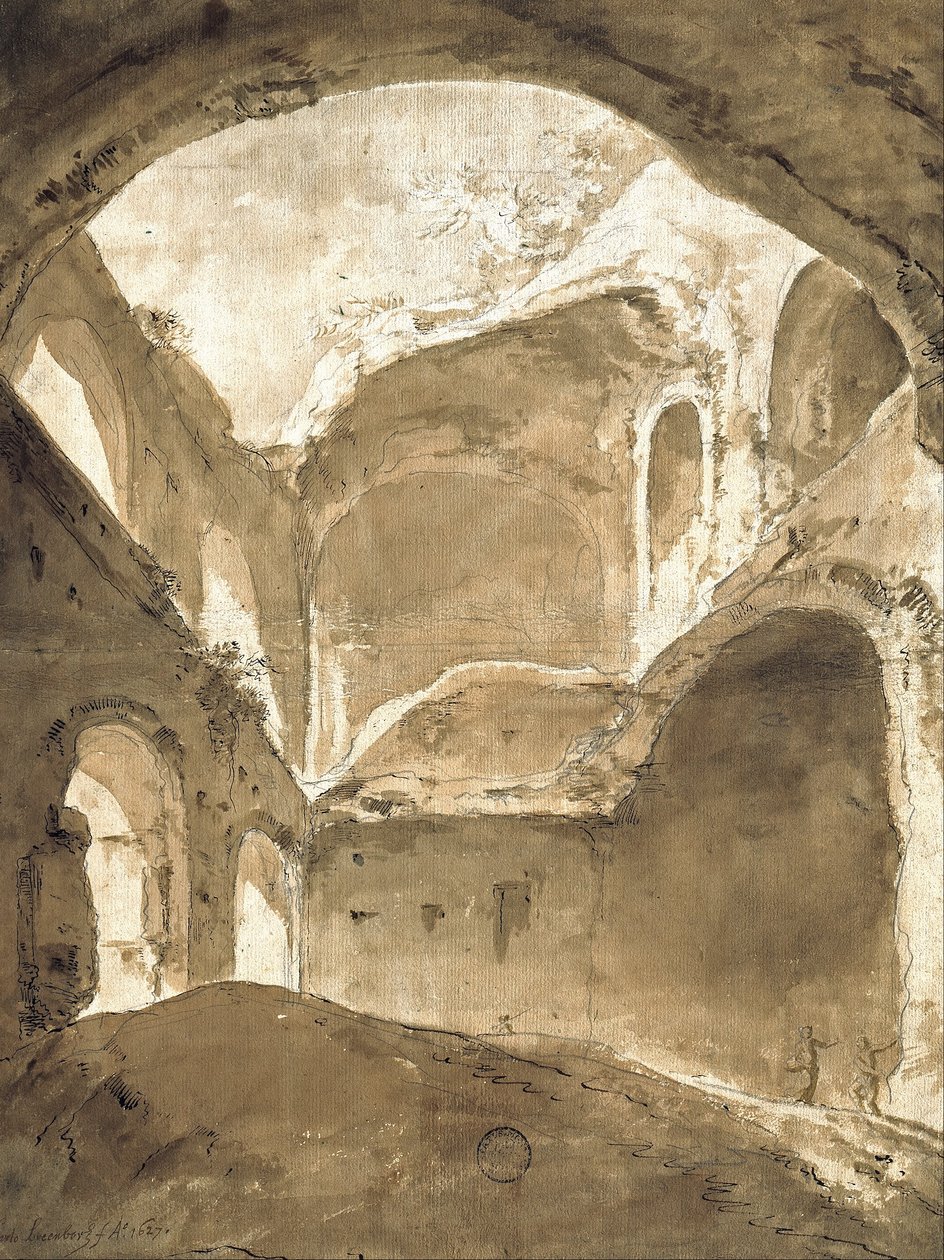 Interiör av en forntida ruin av Bartholomeus Breenbergh