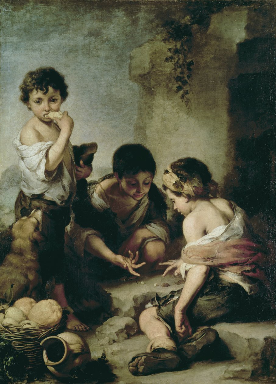 Pojkar som spelar tärning, ca 1670-75 av Bartolomé Esteban Murillo