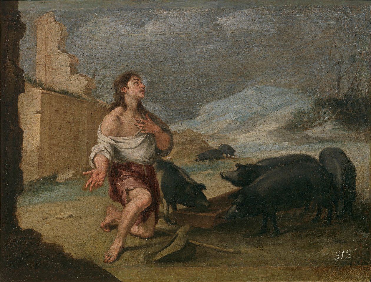 El hijo pródigo abandonado av Bartolomé Esteban Murillo