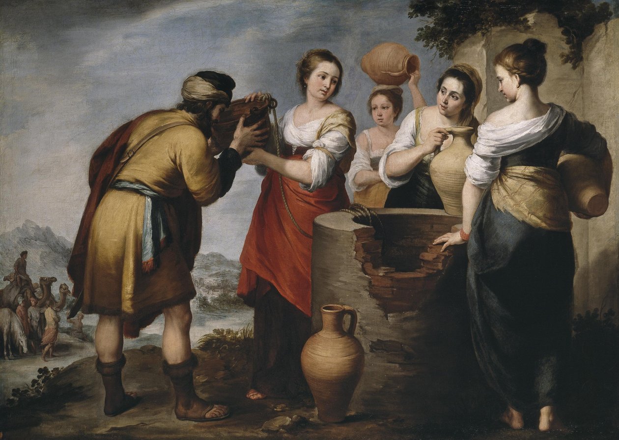 Rebecca und Eliezer av Bartolomé Esteban Murillo