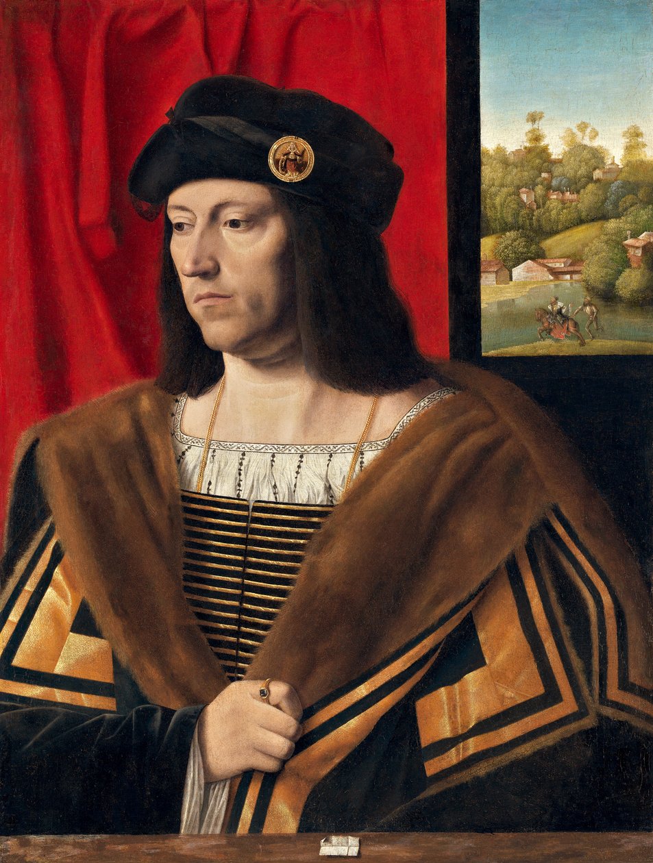 Porträtt av en gentleman, ca 1520 (olja på panel överförd till duk) av Bartolomeo Veneto