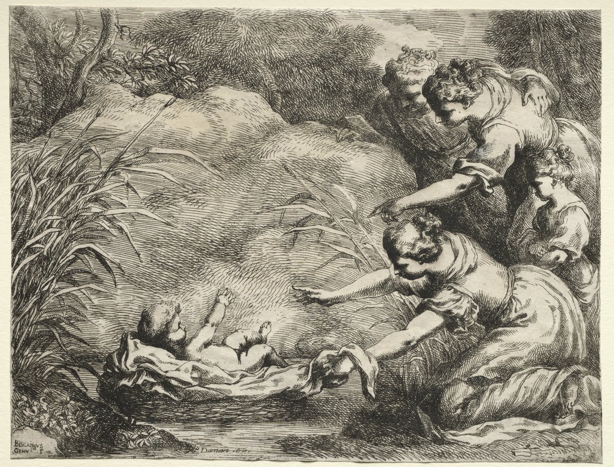Moses räddad från Nilen av Bartolomeo Biscaino