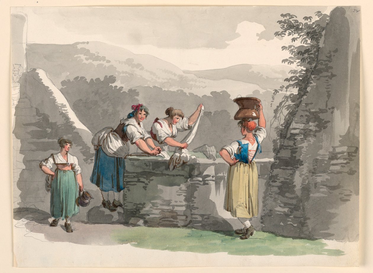 Tvättservice i bergen nära Rom av Bartolomeo Pinelli