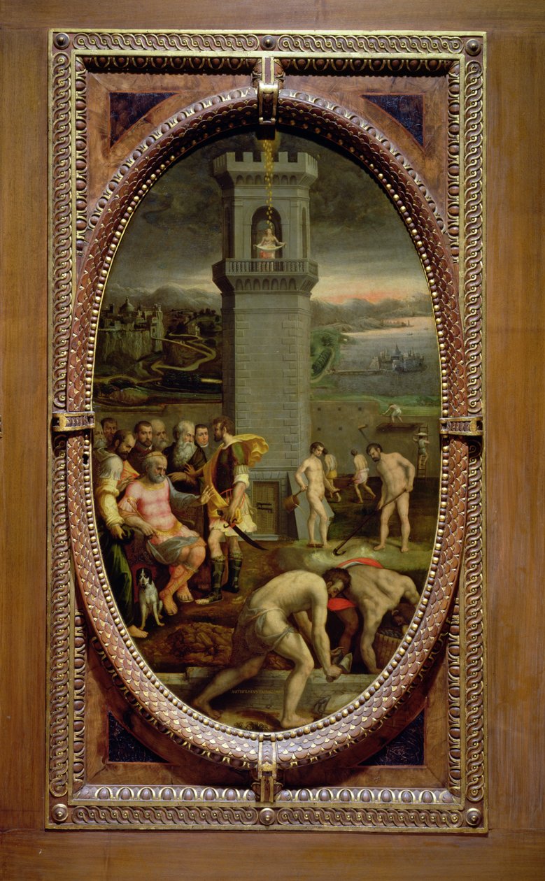 Danae, 1572 (olja på skiffer) av Bartolomeo di Mariano Traballesi