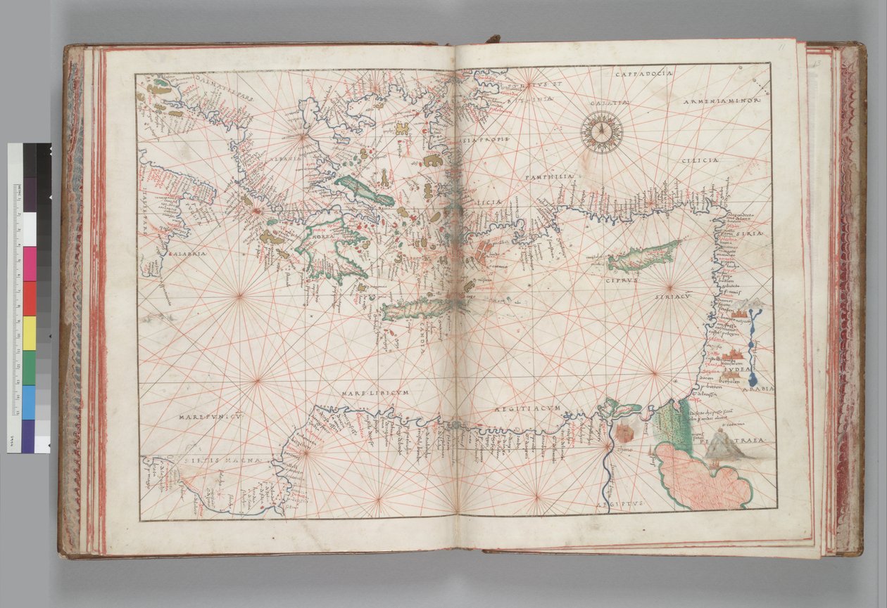 Eastern Mediterranean and Aegean Sea. Battista Agnese, PORTOLAN ATLAS (Italy ca. 1550) av Battista Agnese