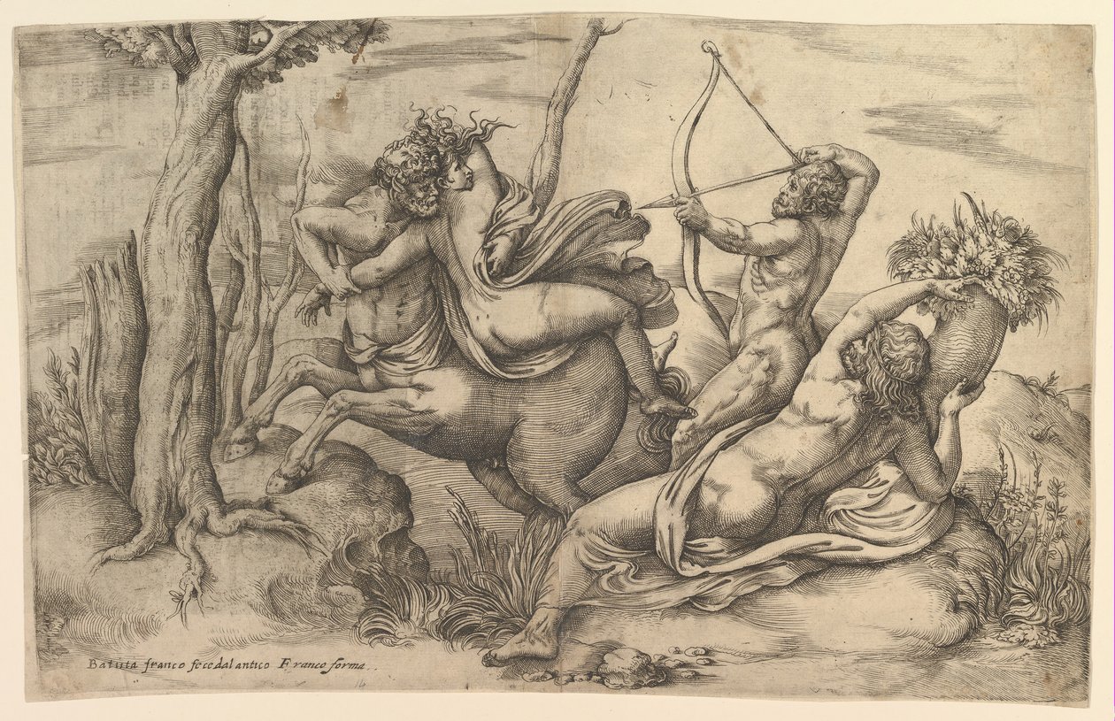 Bortförandet av Dejanira. av Battista Franco Veneziano