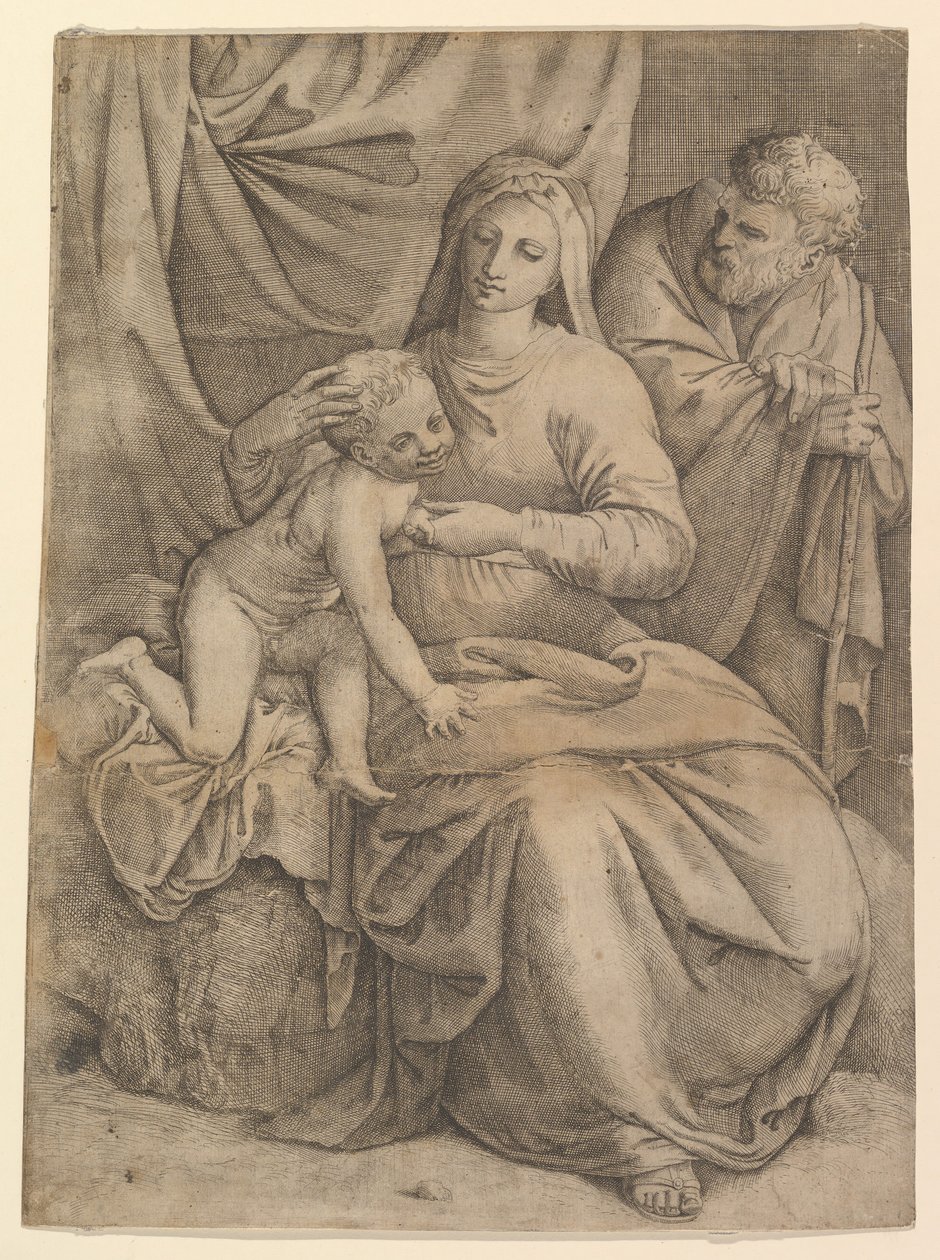 Den heliga familjen, 1510-61. av Battista Franco Veneziano