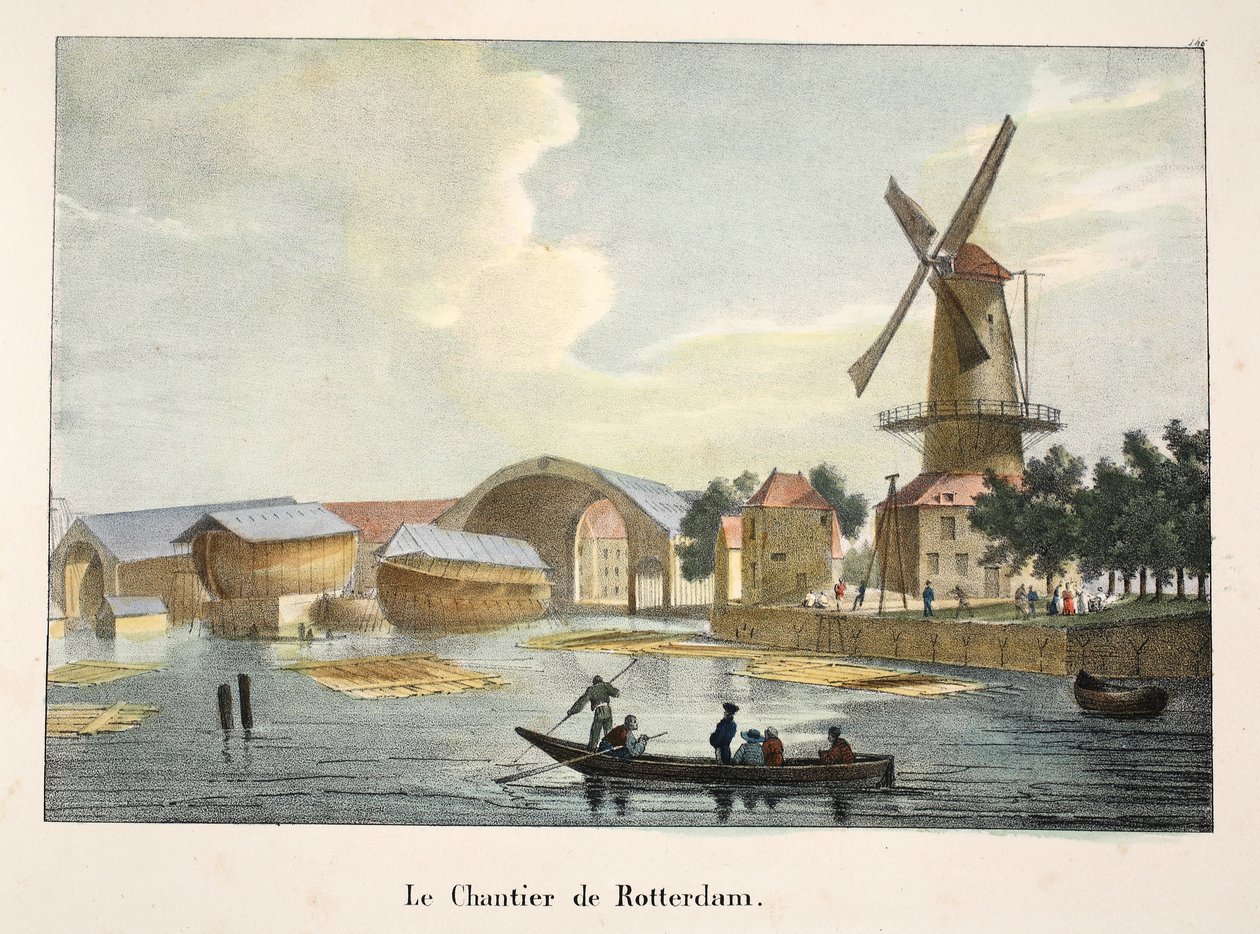 Rotterdam-varvet, ca 1895 (fotokrom) av Belgian School