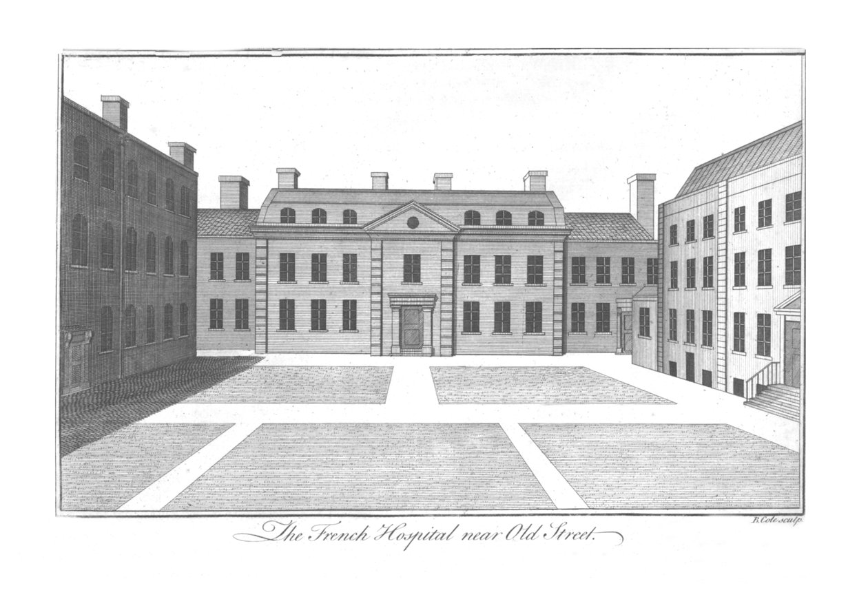 Franska sjukhuset nära Old Street., c1756 av Benjamin Cole