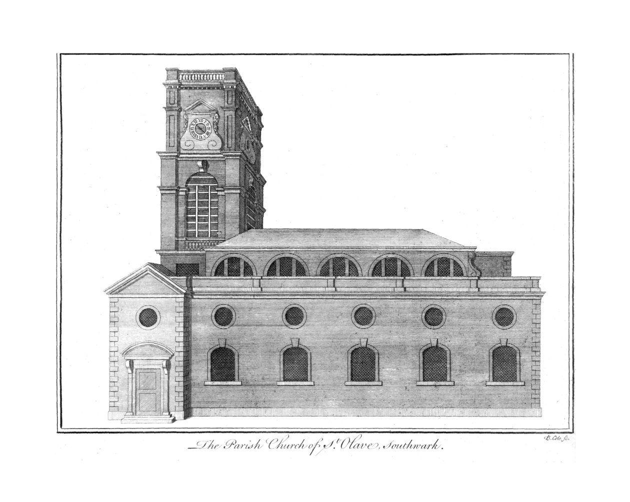 Församlingskyrkan St.Olave. Southwark., c1756 av Benjamin Cole