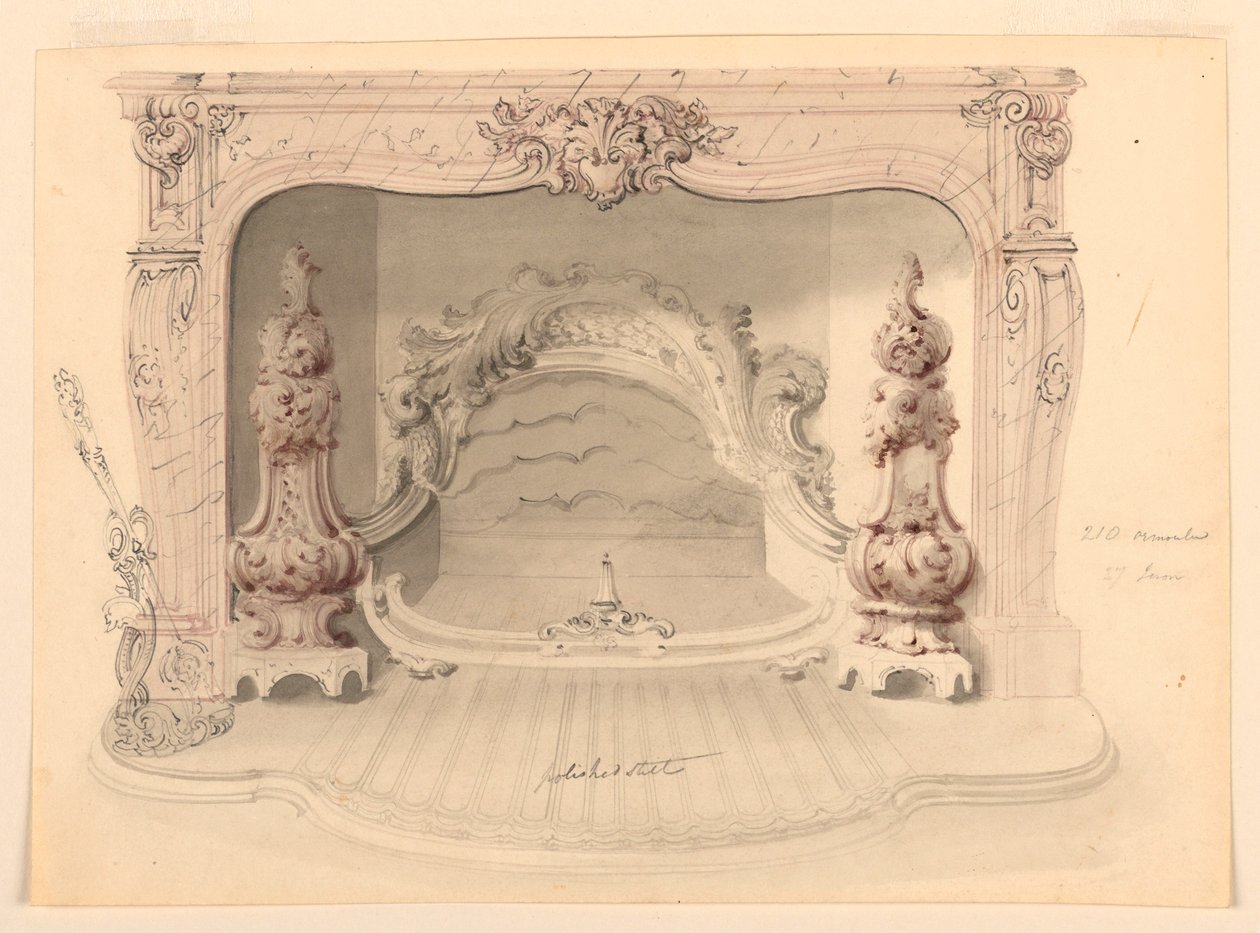 Ritning, galler av gjutjärn, ca 1840 av Benjamin Dean Wyatt