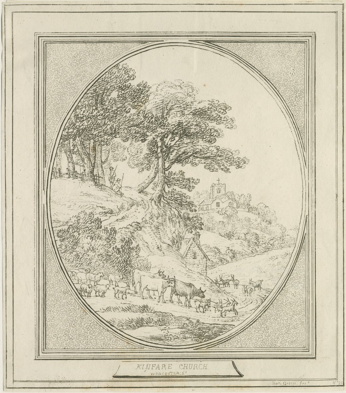 Kinver Church: etsning och [?1700-talet] av Benjamin Green