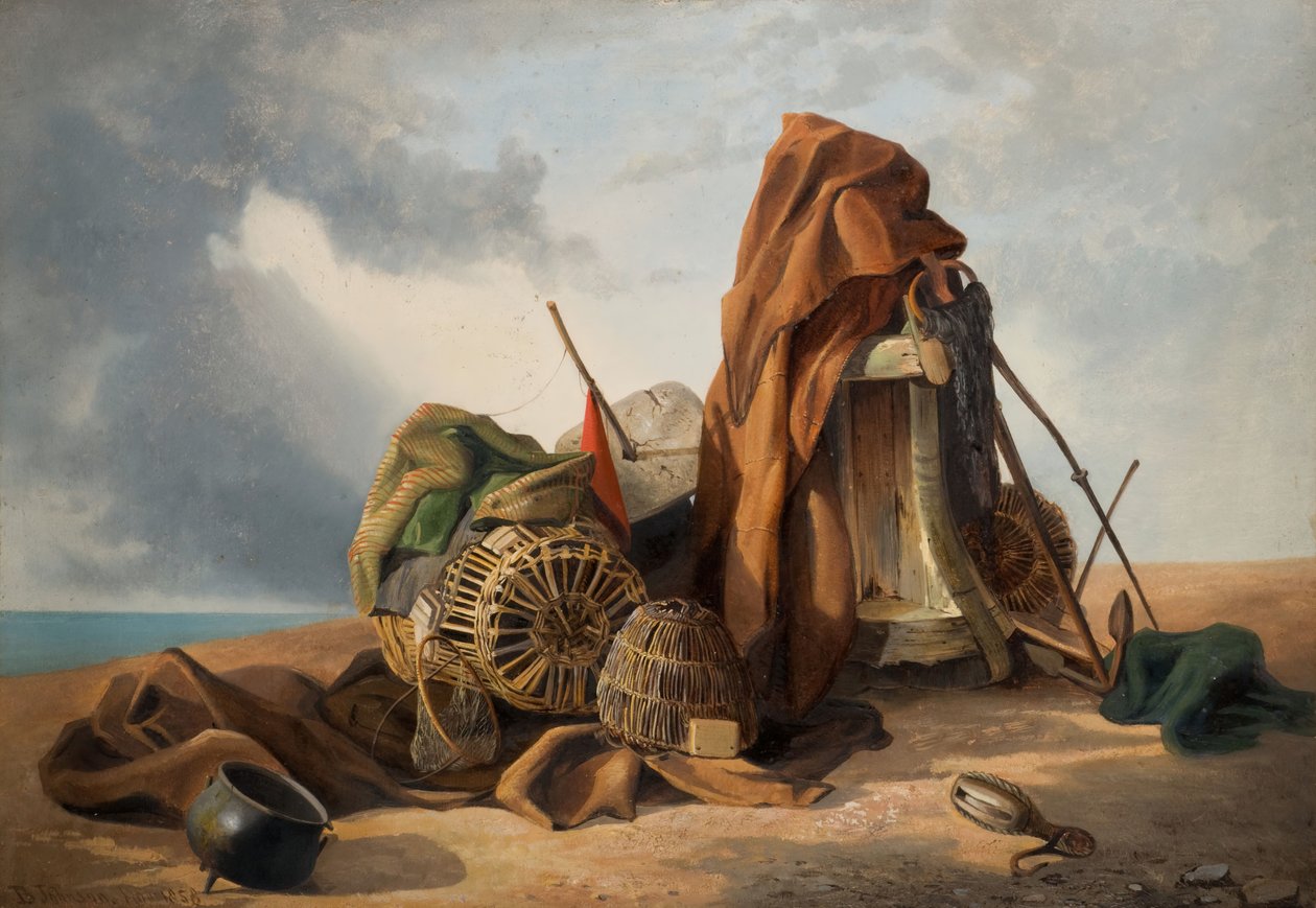 Strandscen stilleben, 1858. av Benjamin Johnson