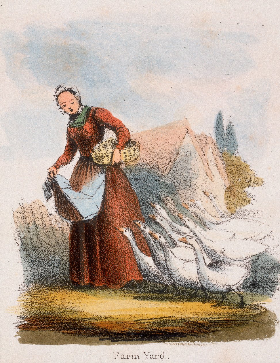 Gårdsgård, c1845 av Benjamin Waterhouse Hawkins