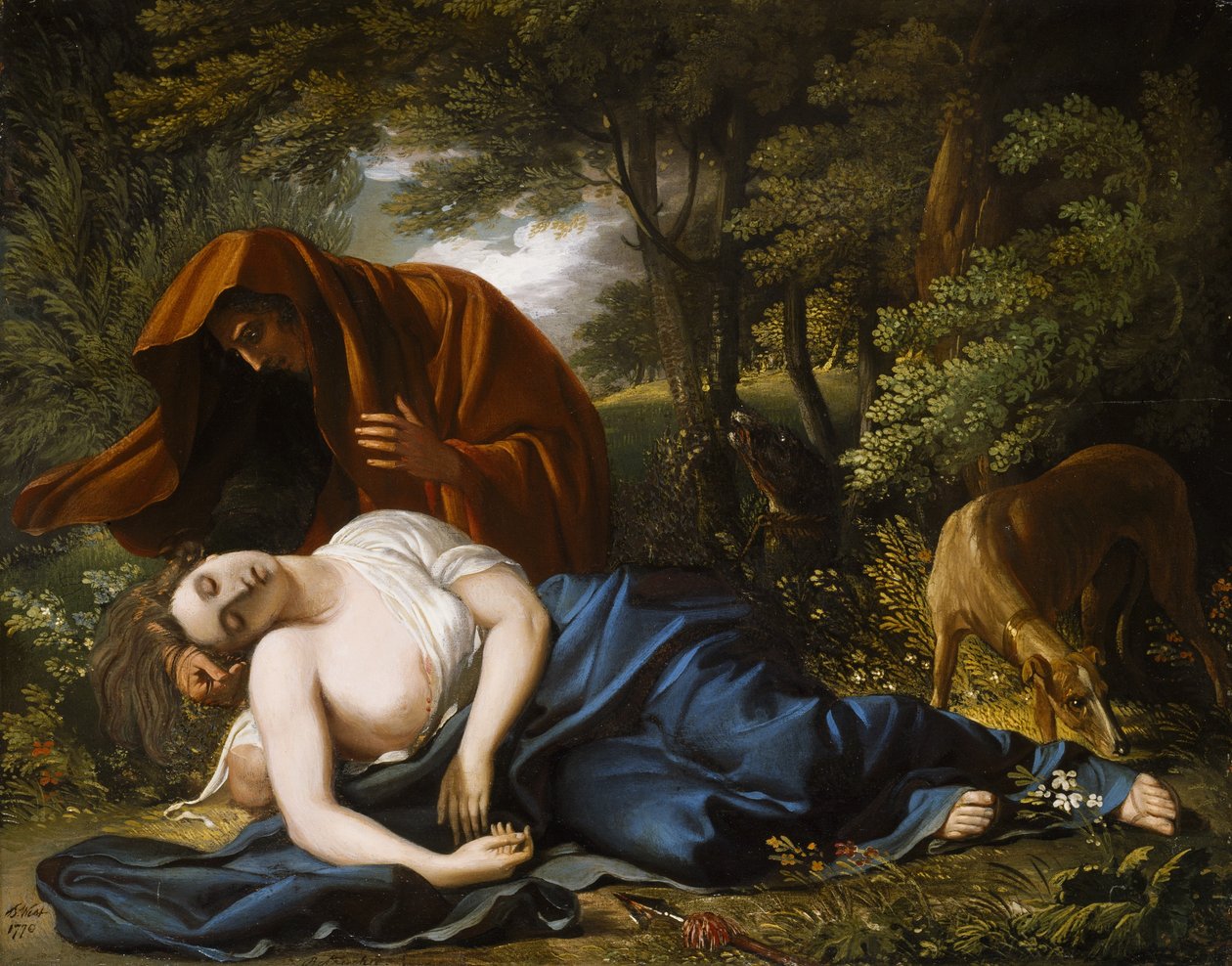 Procris död, 1770, retuscherad 1803 av Benjamin West
