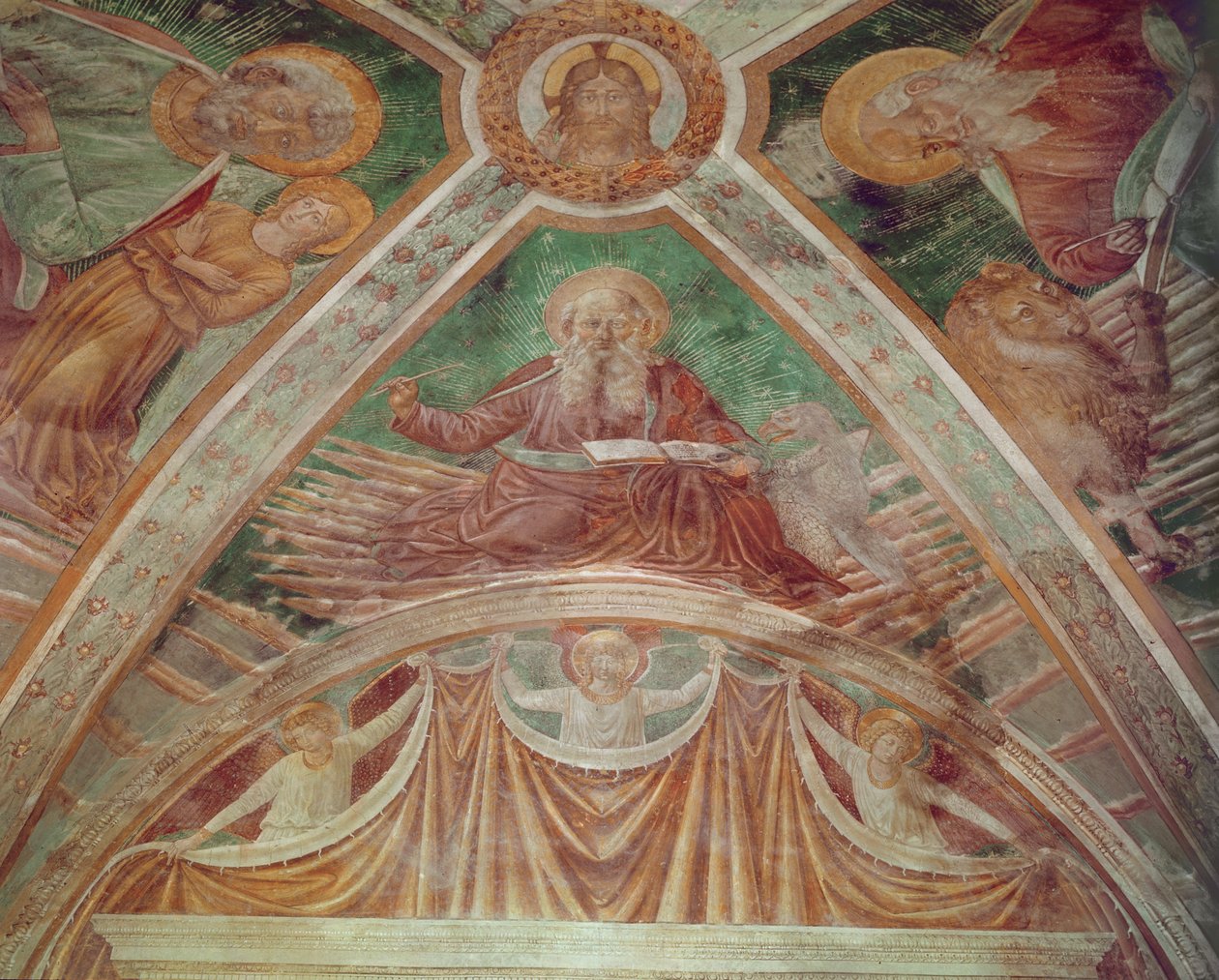 Gud Fader vid hörnstenen, Kristus välsignar, på taket, Gud Fader välsignar av Benozzo di Lese di Sandro Gozzoli